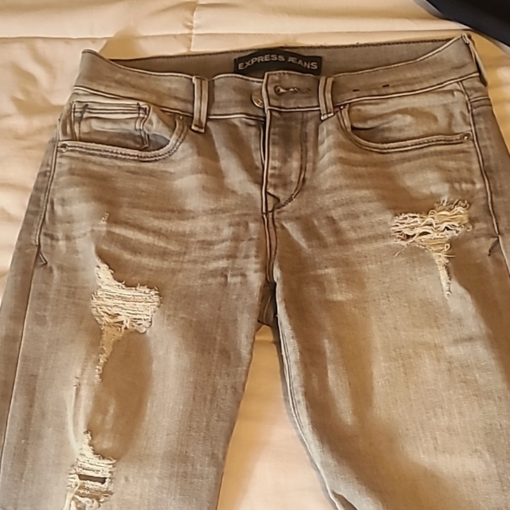 Express 0 distressed gray jeggings
